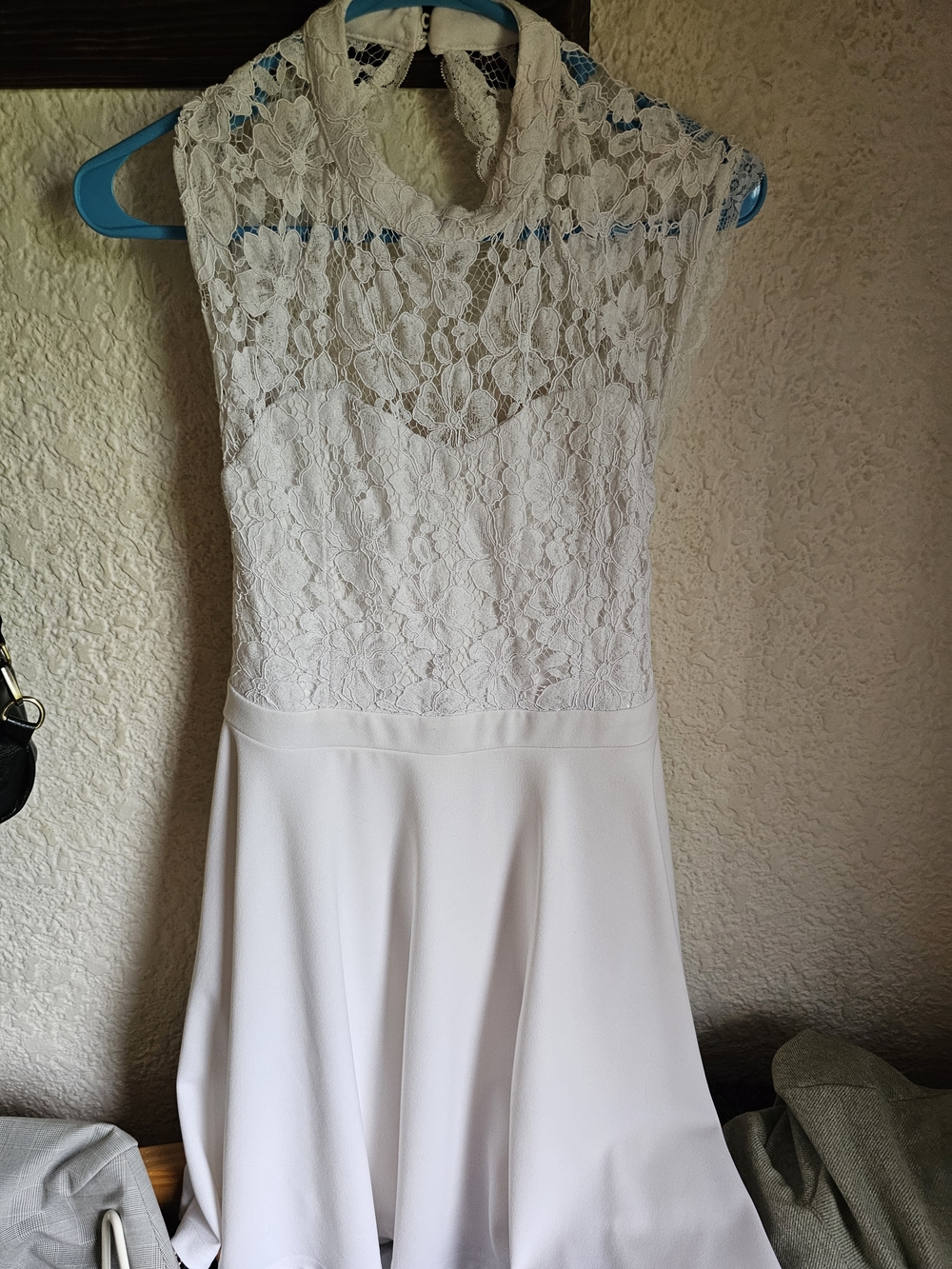 Lace Bodice White Fit & Flare Dress